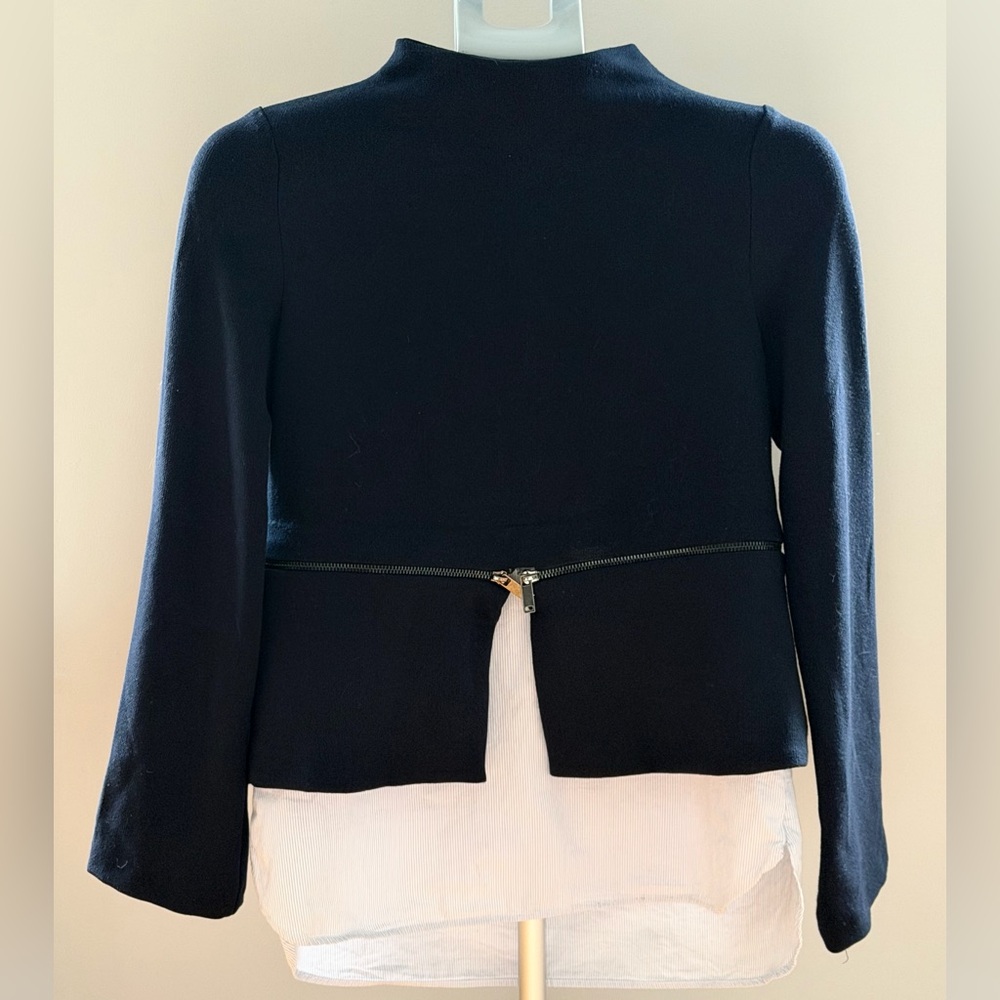Zara Layered Zipper Blue White Blouse Top – XS - Picture 11 of 11